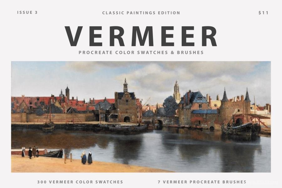 【3170】Procreate笔刷-维米尔(Vermeer)艺术古典油画水彩笔刷和色卡素材