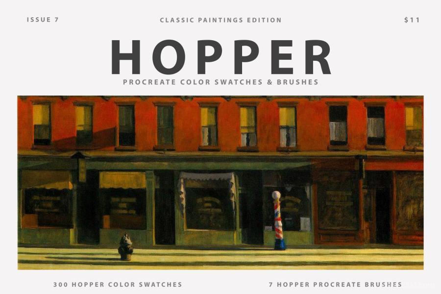 【3182】Procreate笔刷-霍普 (Edward Hopper)艺术水彩油画笔刷和色卡