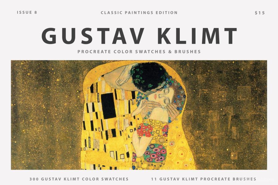【3183】Procreate笔刷-Gustav Klimts象征主义水彩油画艺术笔刷和色卡