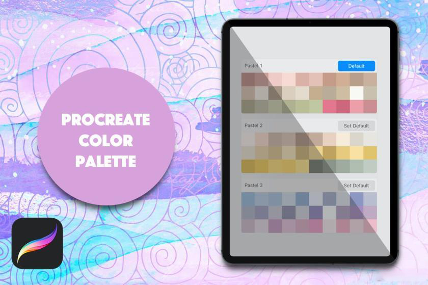【3207】色卡-柔和浅色粉彩风格Procreate色卡调色板素材
