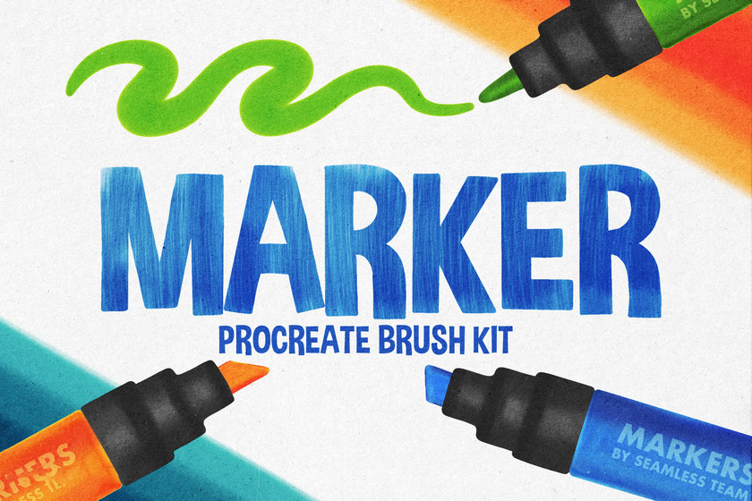 【3248】procreate笔刷-马克笔湿画笔线条涂抹笔刷素材资源