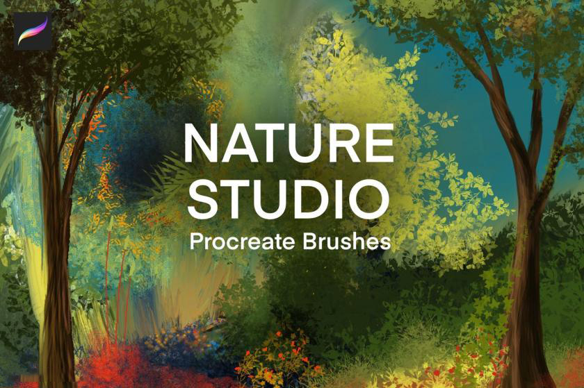 【3294】Procreate笔刷-植物树叶自然风景画笔刷素材资源