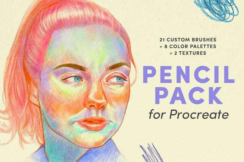 【3476】Procreate笔刷-彩色铅笔线条笔刷素材下载