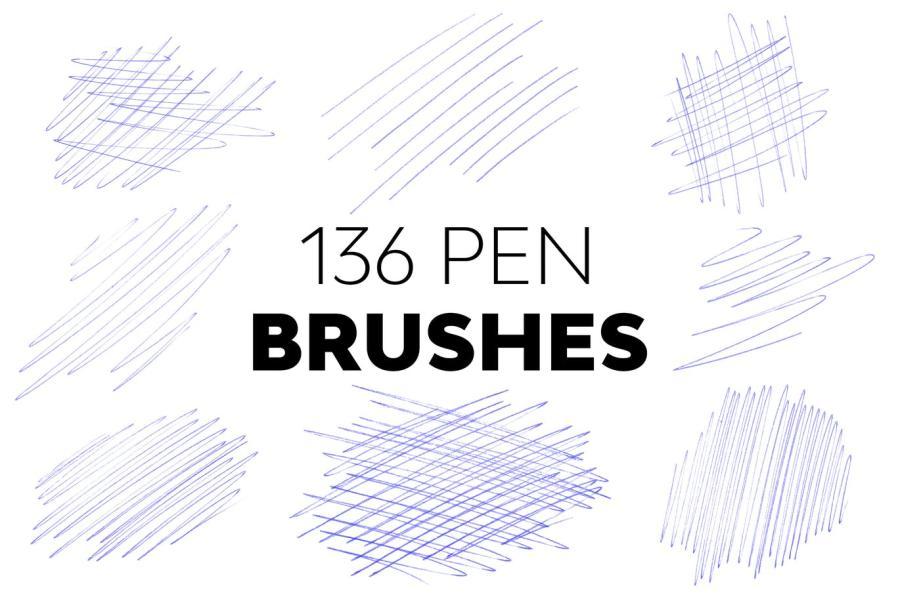 【3512】PS笔刷-钢笔线条绘画和素描Photoshop笔刷素材