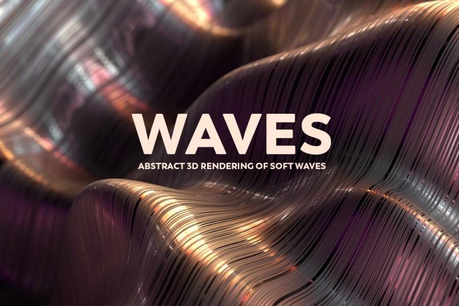 【3624】背景素材-3D渲染抽象金色线条波浪纹理背景图片素材