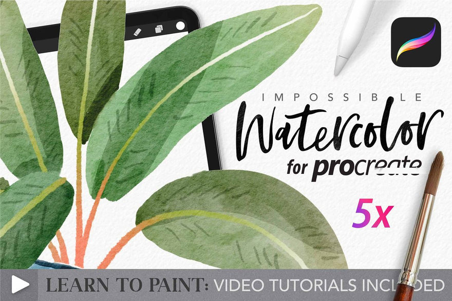 【3877】Procreate笔刷-水彩画混色涂抹绘画笔刷素材