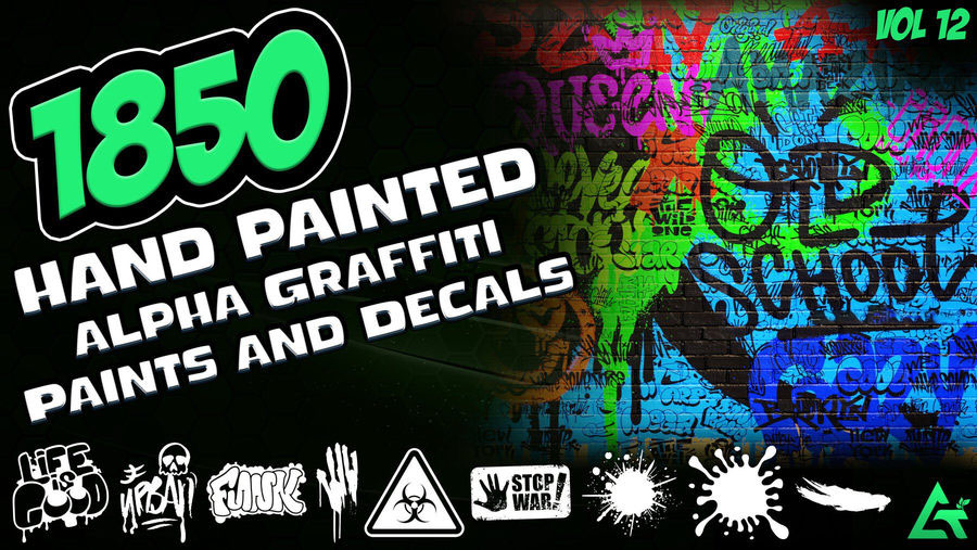 【3897】PNG素材-街头元素艺术油漆贴花涂鸦效果的手绘贴纸PNG素材
