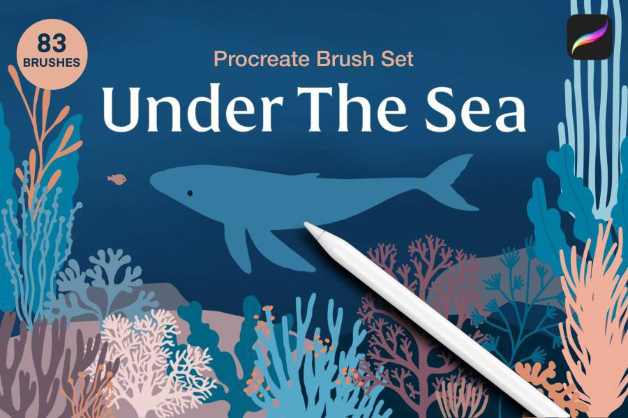 【3917】Procreate笔刷-海底世界海洋生物海藻类图案笔刷