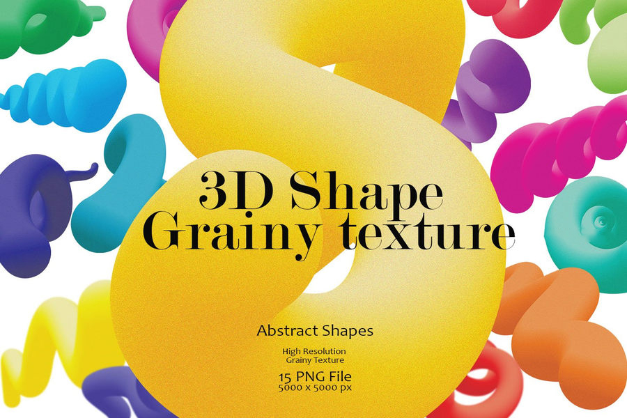 【3982】PNG素材-3D立体抽象形状颗粒纹理图形设计PNG素材