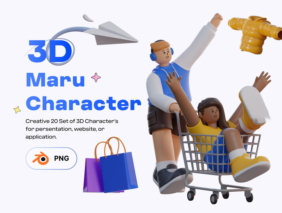 【4028】3D图标-3D人物角色UI设计插画模型PNG素材