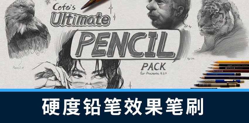 【4150】Procreate笔刷-30款硬度铅笔效果Procreate笔刷素材
